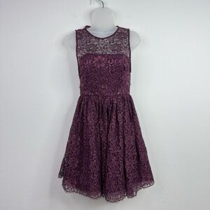 Alice + Olivia Dress Womens 4 Purple Ophelia Lace Corset‎ Cocktail Dark Romantic
